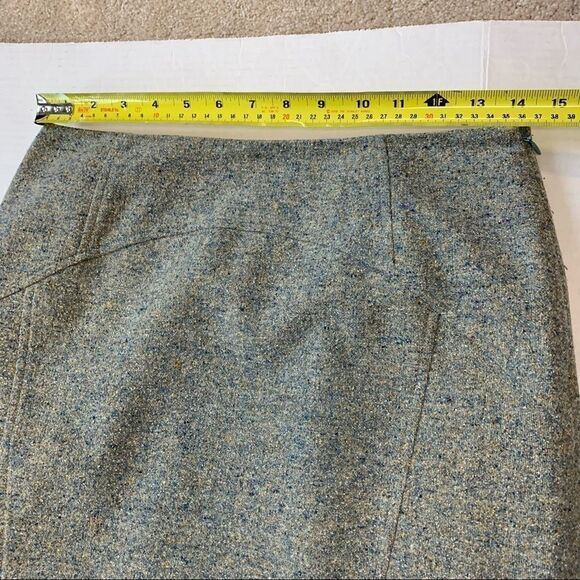 Lafayette blue green Tweed wool silk skirt size 6 - Picture 4 of 9